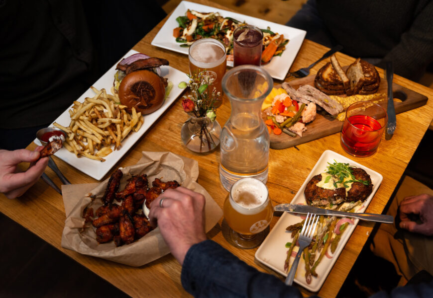 A selection of pub food at Three Penny Taproom in central Vermont